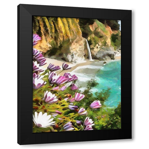 Bay with Watterfall - Diptych A Black Modern Wood Framed Art Print by Medeiros, Celito