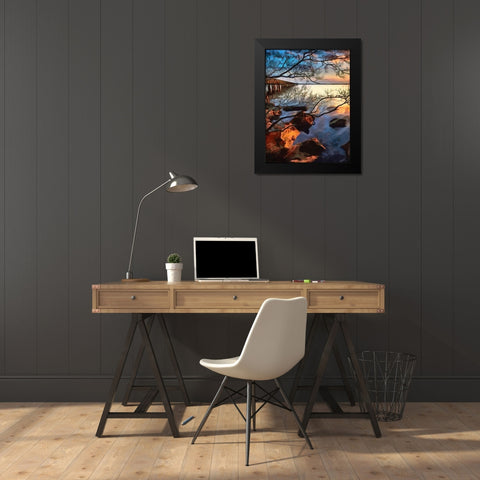 Sunset over the Lake - Diptych A Black Modern Wood Framed Art Print by Medeiros, Celito