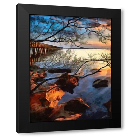 Sunset over the Lake - Diptych A Black Modern Wood Framed Art Print by Medeiros, Celito