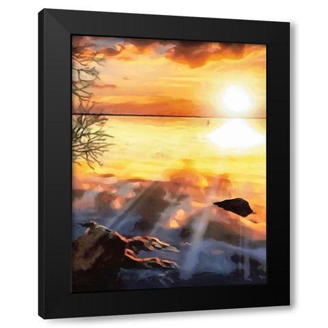 Sunset over the Lake - Diptych B Black Modern Wood Framed Art Print with Double Matting by Medeiros, Celito