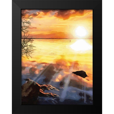 Sunset over the Lake - Diptych B Black Modern Wood Framed Art Print by Medeiros, Celito