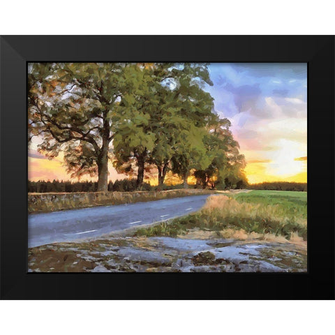 Oak Way by Sunset Black Modern Wood Framed Art Print by Medeiros, Celito