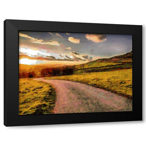 Sunset Road Black Modern Wood Framed Art Print with Double Matting by Medeiros, Celito