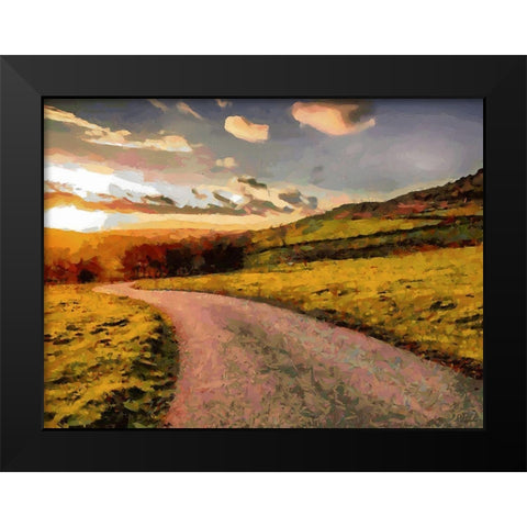 Sunset Road Black Modern Wood Framed Art Print by Medeiros, Celito