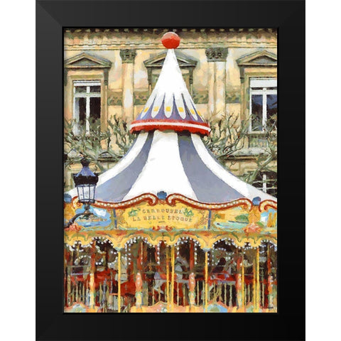 Carousell in Paris Black Modern Wood Framed Art Print by Medeiros, Celito