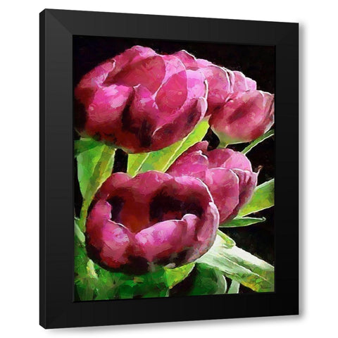 Spring Floral Variations X Black Modern Wood Framed Art Print with Double Matting by Medeiros, Celito