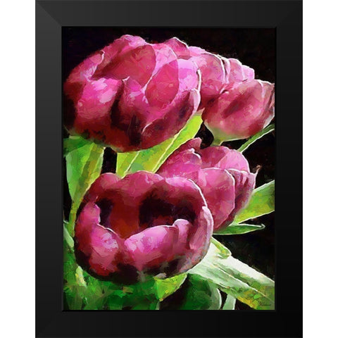 Spring Floral Variations X Black Modern Wood Framed Art Print by Medeiros, Celito