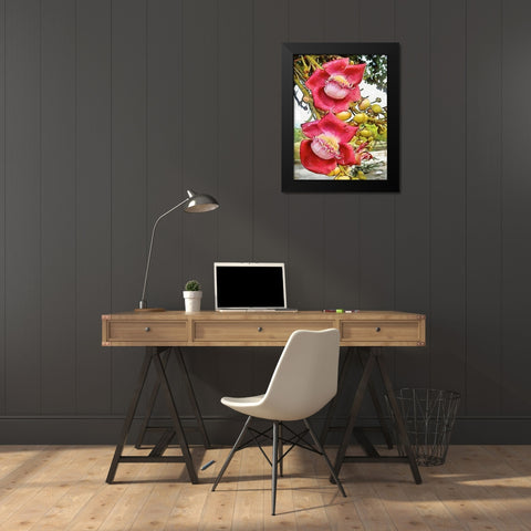 Spring Floral Variations XXVIII Black Modern Wood Framed Art Print by Medeiros, Celito