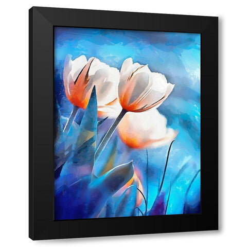 Spring Floral Variations XXXIX Black Modern Wood Framed Art Print with Double Matting by Medeiros, Celito