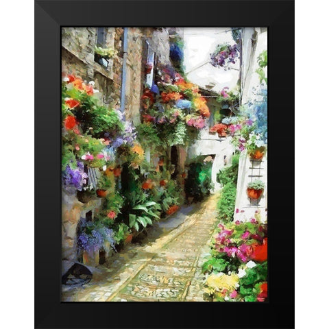 Flower Alley Black Modern Wood Framed Art Print by Medeiros, Celito