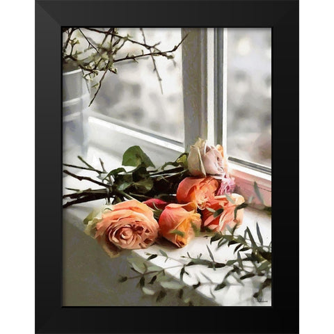 Roses on the Windowsill Black Modern Wood Framed Art Print by Medeiros, Celito