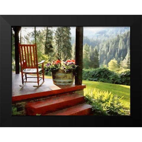 Rocking Chair on the Terrace Black Modern Wood Framed Art Print by Medeiros, Celito