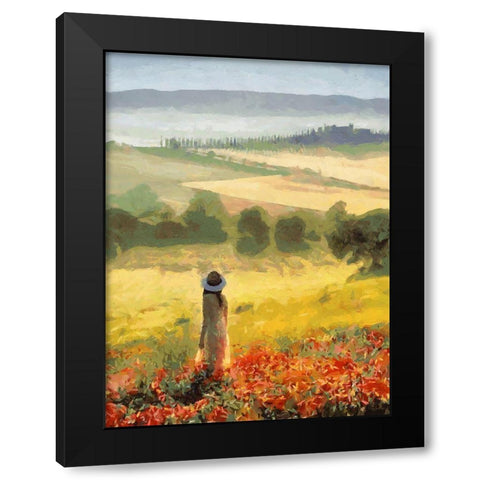 Girl in Tuscany  Black Modern Wood Framed Art Print with Double Matting by Medeiros, Celito