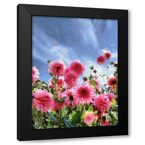 Pink Flowers with Blue Sky Black Modern Wood Framed Art Print with Double Matting by Medeiros, Celito