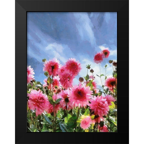 Pink Flowers with Blue Sky Black Modern Wood Framed Art Print by Medeiros, Celito