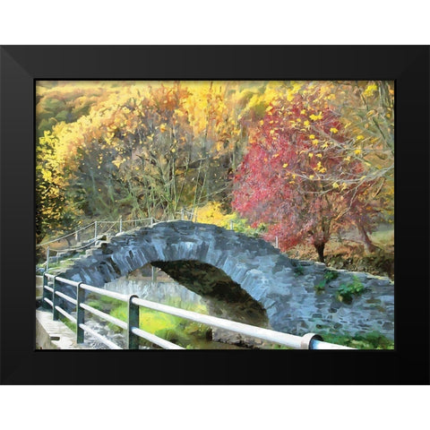 An Old Stone Bridge Black Modern Wood Framed Art Print by Medeiros, Celito