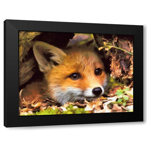 Beautiful Fox Black Modern Wood Framed Art Print with Double Matting by Medeiros, Celito