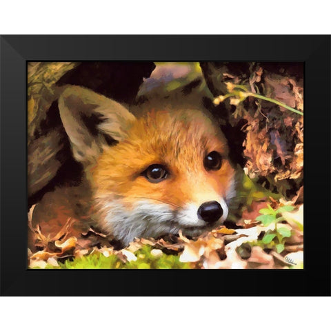 Beautiful Fox Black Modern Wood Framed Art Print by Medeiros, Celito