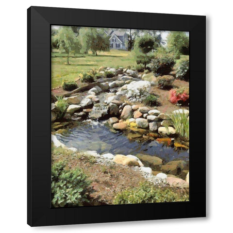 Small Lake in the Garden Black Modern Wood Framed Art Print by Medeiros, Celito