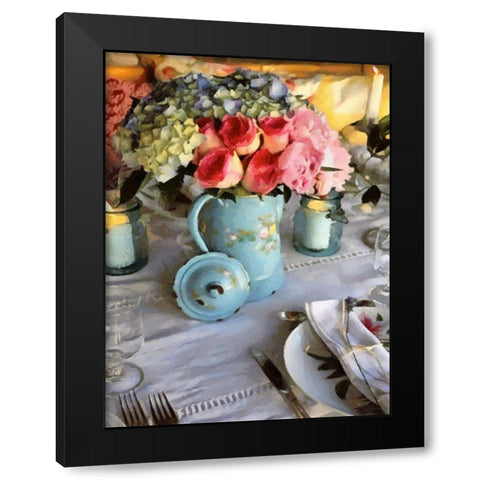 Bouquett on the Table Black Modern Wood Framed Art Print with Double Matting by Medeiros, Celito