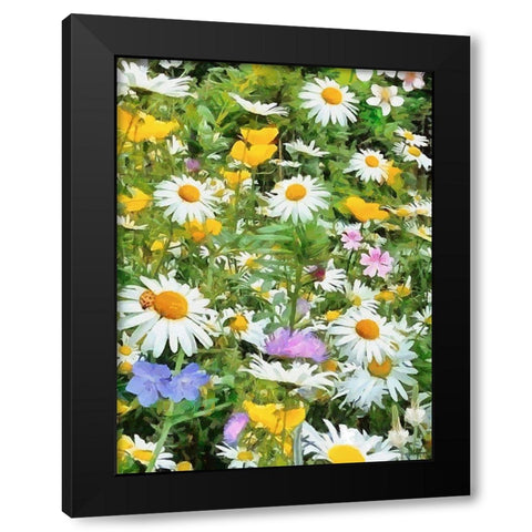Meadow full of Flowers Black Modern Wood Framed Art Print by Medeiros, Celito