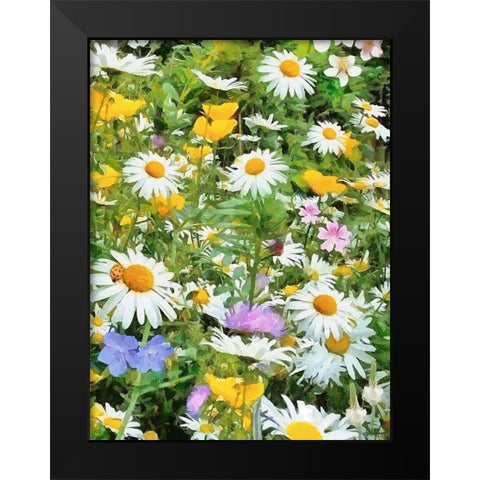 Meadow full of Flowers Black Modern Wood Framed Art Print by Medeiros, Celito