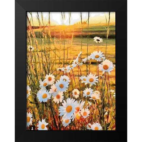 Daisies on the Meadow Black Modern Wood Framed Art Print by Medeiros, Celito