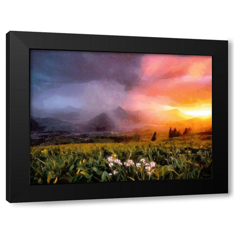 Sunset Behind the Mountains Black Modern Wood Framed Art Print by Medeiros, Celito