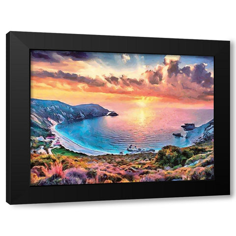 Sunset Behind the Bay Black Modern Wood Framed Art Print by Medeiros, Celito
