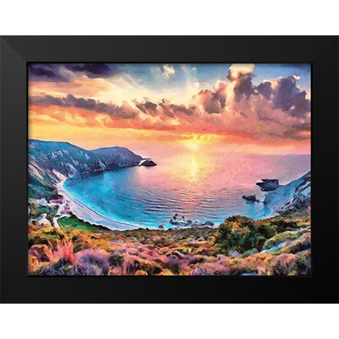Sunset Behind the Bay Black Modern Wood Framed Art Print by Medeiros, Celito