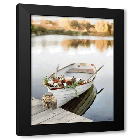 A Boat with Flowers Black Modern Wood Framed Art Print by Medeiros, Celito