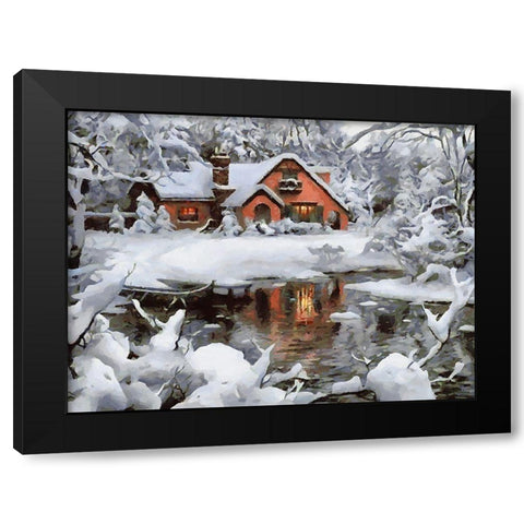 A Winter Fairy Tale Black Modern Wood Framed Art Print with Double Matting by Medeiros, Celito