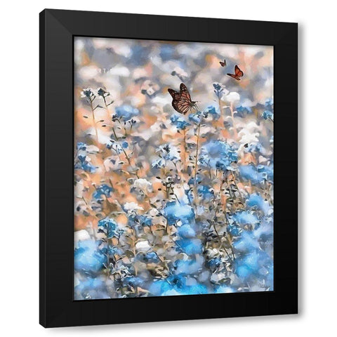 Butterflies Black Modern Wood Framed Art Print with Double Matting by Medeiros, Celito