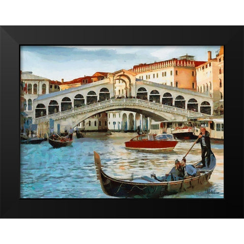 Ponte Rialto II Black Modern Wood Framed Art Print by Medeiros, Celito