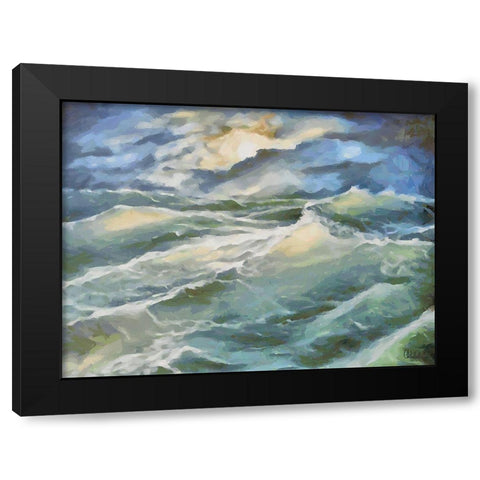 Waves in Storm I Black Modern Wood Framed Art Print with Double Matting by Medeiros, Celito