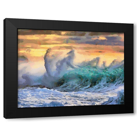 Waves in Storm II Black Modern Wood Framed Art Print by Medeiros, Celito
