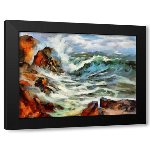 Waves in Storm III Black Modern Wood Framed Art Print with Double Matting by Medeiros, Celito