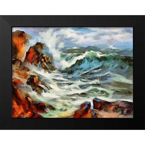 Waves in Storm III Black Modern Wood Framed Art Print by Medeiros, Celito