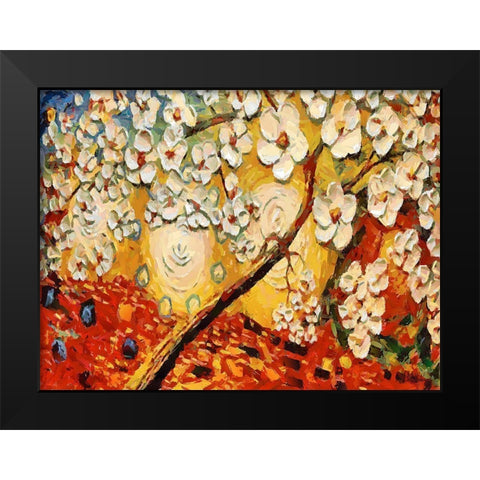 A Tree with White Flowers Black Modern Wood Framed Art Print by Medeiros, Celito