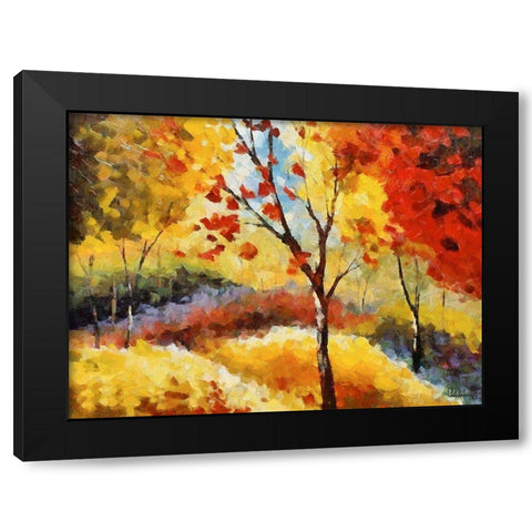 A Tree with red Leaves II Black Modern Wood Framed Art Print by Medeiros, Celito