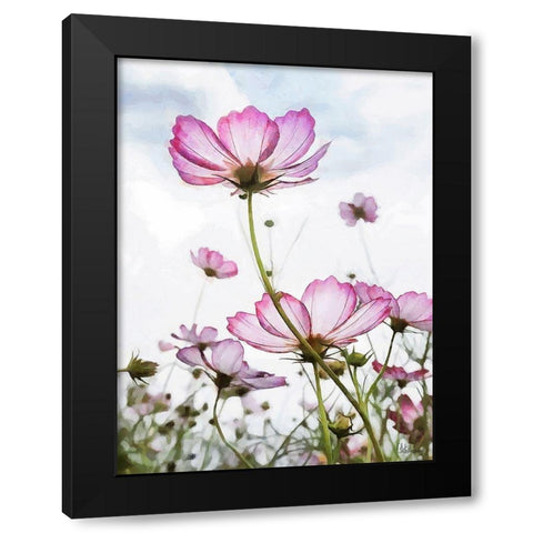 Pink light Flower Black Modern Wood Framed Art Print by Medeiros, Celito