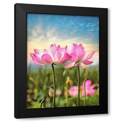 Watter Lilly IV Black Modern Wood Framed Art Print by Medeiros, Celito
