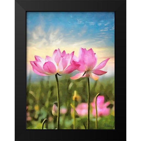 Watter Lilly IV Black Modern Wood Framed Art Print by Medeiros, Celito