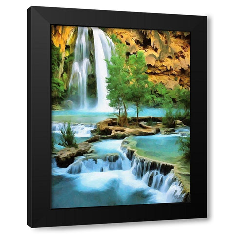 Watterfall Collection IV Black Modern Wood Framed Art Print with Double Matting by Medeiros, Celito