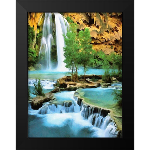 Watterfall Collection IV Black Modern Wood Framed Art Print by Medeiros, Celito