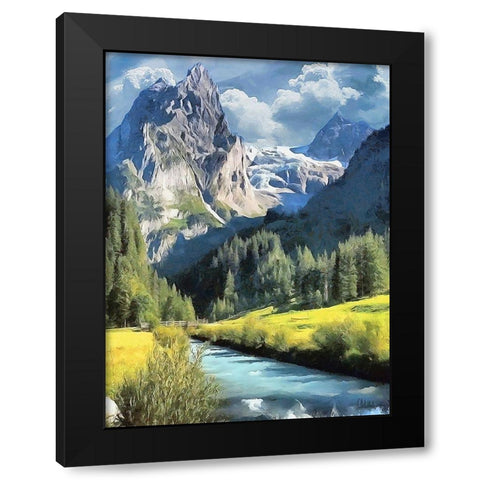 Watterfall Collection V Black Modern Wood Framed Art Print with Double Matting by Medeiros, Celito