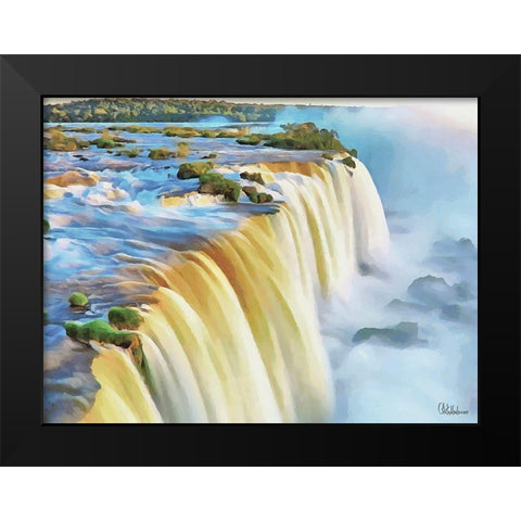 Iguazu Watterfalls Black Modern Wood Framed Art Print by Medeiros, Celito
