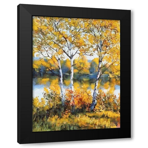 Beautiful Birches Black Modern Wood Framed Art Print with Double Matting by Medeiros, Celito