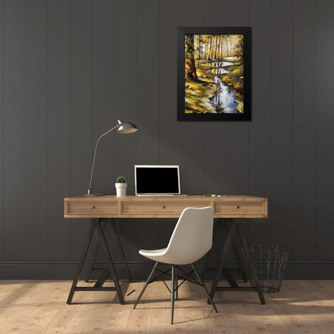 Small Stream in Forest Black Modern Wood Framed Art Print by Medeiros, Celito