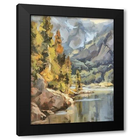 Lake in the Mountains Black Modern Wood Framed Art Print with Double Matting by Medeiros, Celito